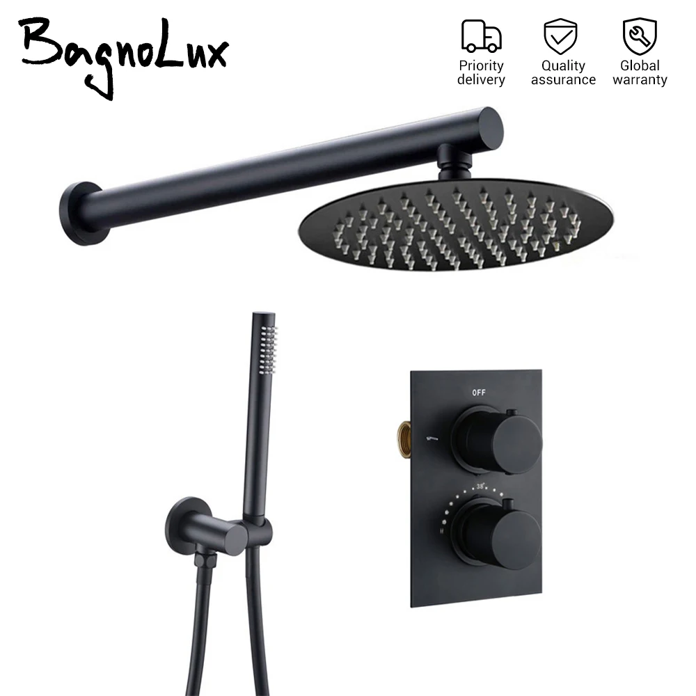 Black Shower Head Set Contemporary Home Hotel Bathroom Wall Hanging