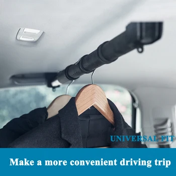 

B-LIFE Car Expandable Clothes Rod Bar Premium Quality Classic Black Heavy Duty Expandable Vehicle Hanger Clothes Bar for Travel