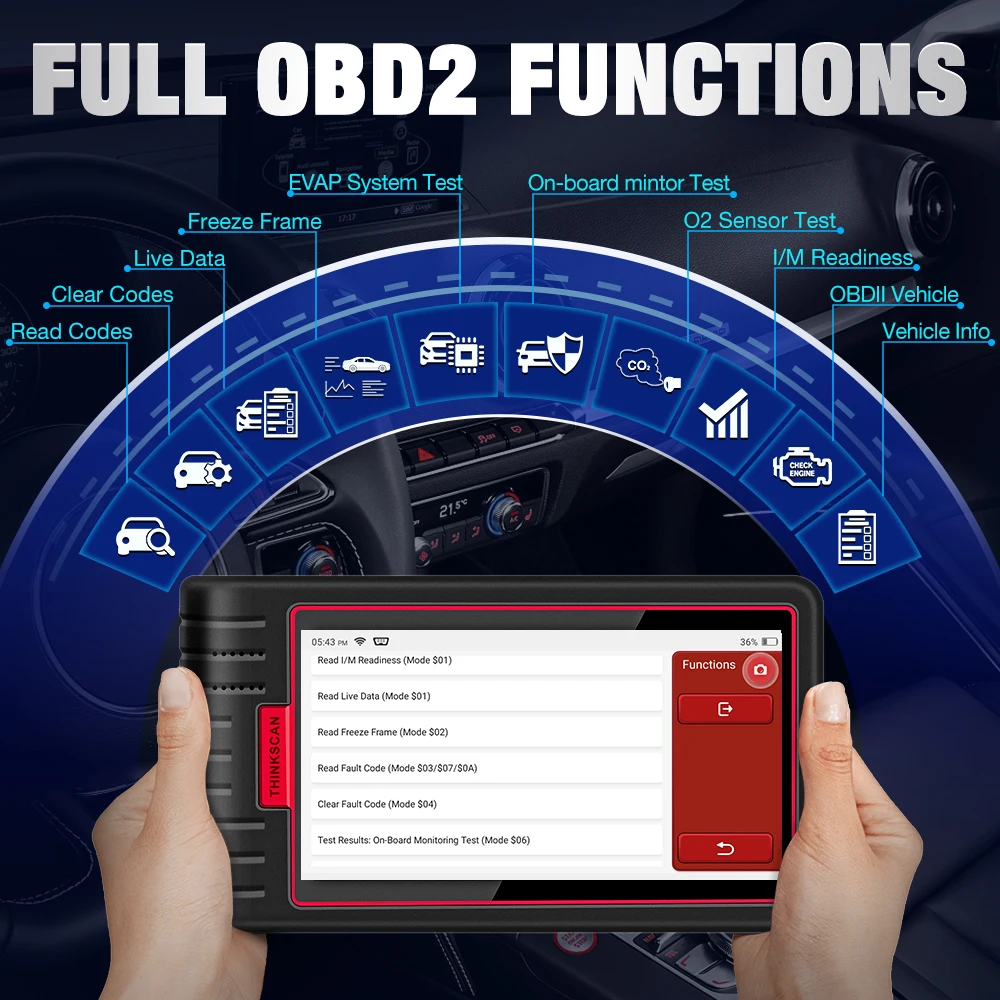 THINKCAR ThinkScan Max All Systems Car Diagnostic Tools OBD2 Scanner SAS OIL Brake 28 Resets Auto Vin Scan Lifetime free Update automotive diagnostic scanner