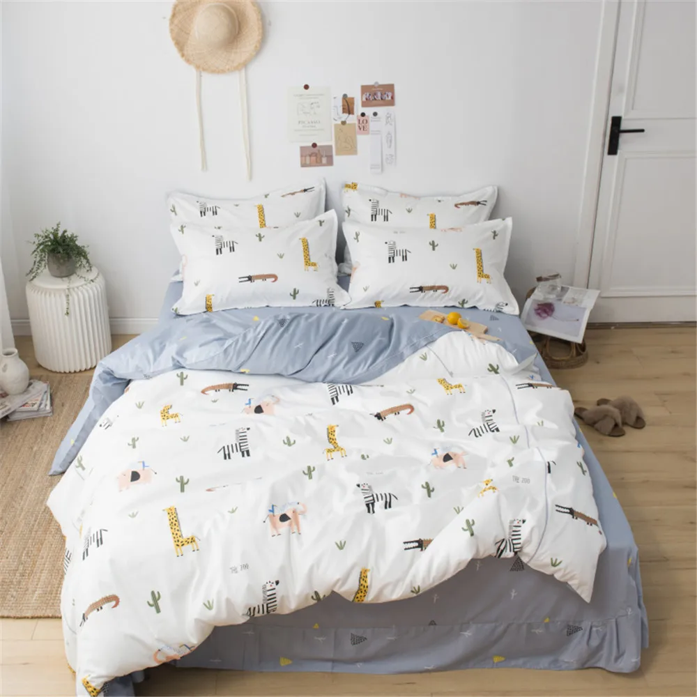 

2019 Zebra Giraffe Crocodile Bedding Set Luxury Long Staple Egyptian Cotton Bedlinens 3/4pcs Twin Queen Size Duvet Cover Set