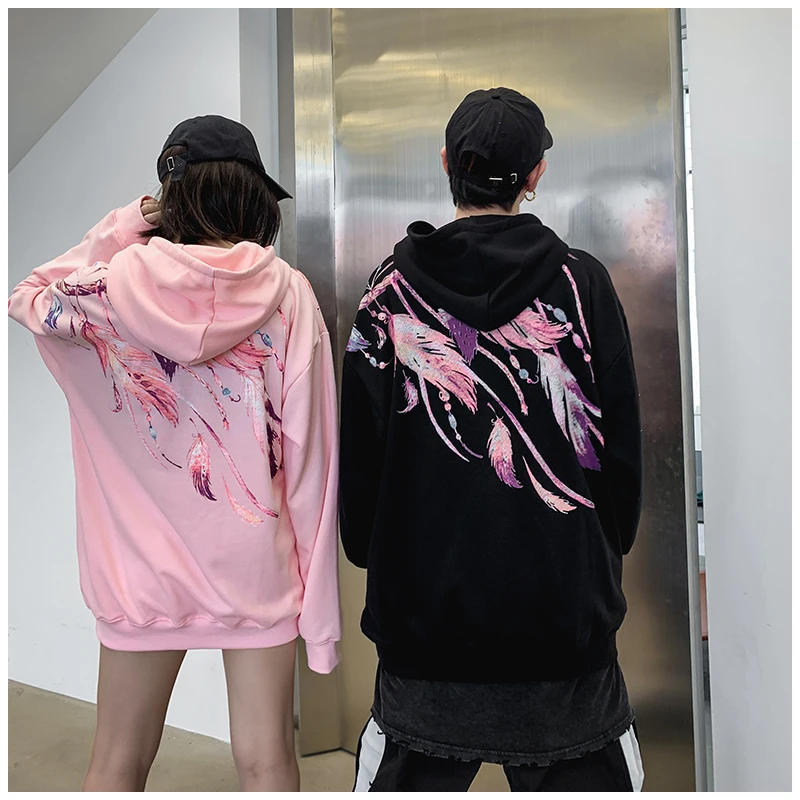 Dropshipping High Quality Printing Fashion Male Female Retro Autumn Hooded Sweatshirt Hip Hop Loose Youth Couple Hoodies