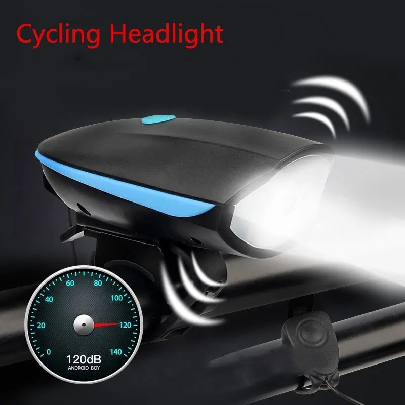 Cycling Headlight Bike Headlight Bicycle Headlight Portable Durable SuperBright with Horn LED T6 Rechargeable Tail Rear Lamp