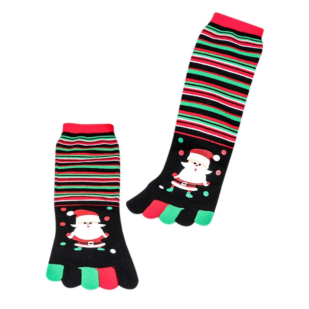 Высокое качество, одна пара, 3D Мода, Рождество, унисекс, принт, Разноцветные носки, пять пальцев, носки, хлопчатобумажные забавные носки