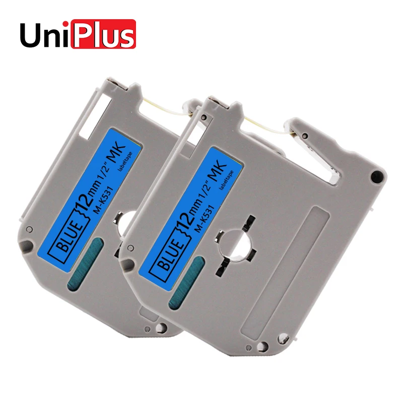 

UniPlus 2pk 12mm Blue Printer Ribbon M-K531 Replacement for Brother MK531 MK-531 M Type Label Maker Typewriter Letter Sticker