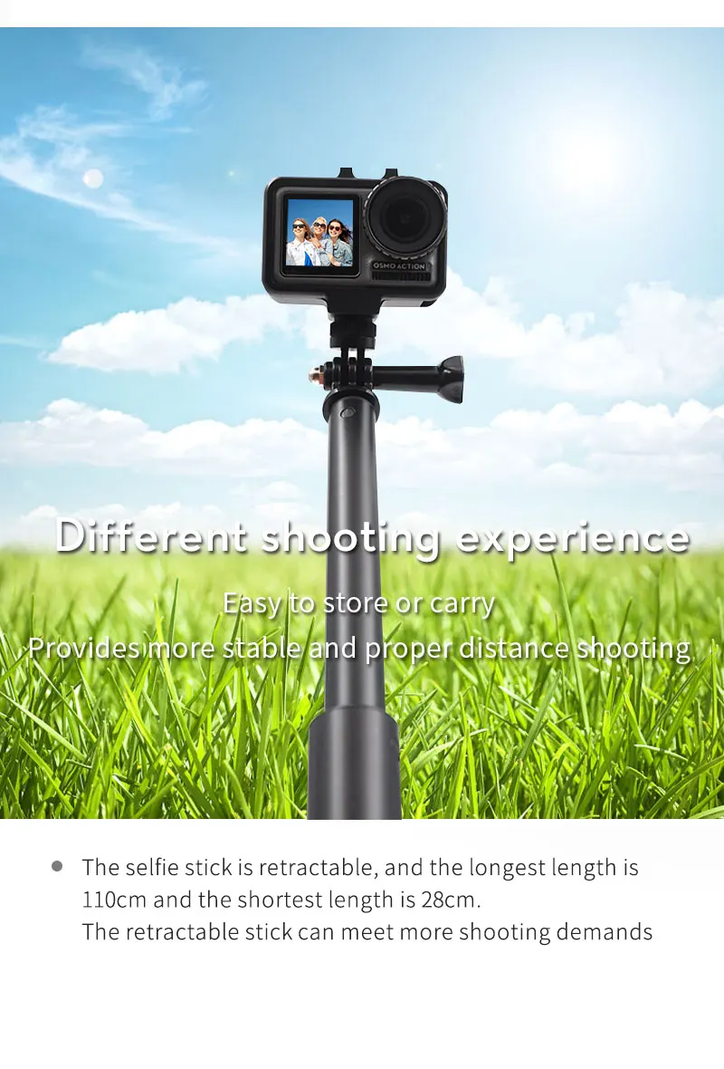 Для DJI OSMO Action алюминиевая палка для селфи и металлическая защитная клетка и держатель для телефона для DJI OSMO аксессуары для экспансии комплект