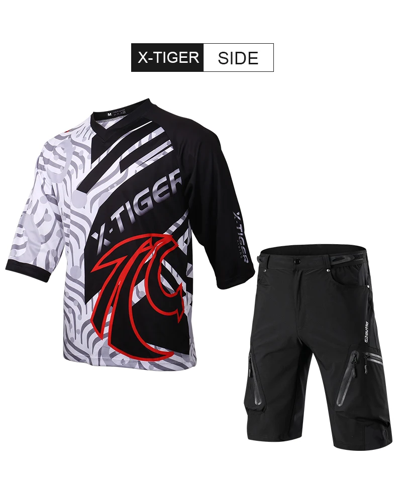X-Tiger/рубашка DH со средним рукавом, полиэстер, велосипедная одежда из трикотажа, комплект для велоспорта, дышащие, не впитывающие пот майки для велоспорта