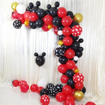 

127pcs Mickey Minnie Mouse Latex Balloon Set Cartoon Happy Birthday Party Decoration Globos Baby Shower Red Black Photo Props