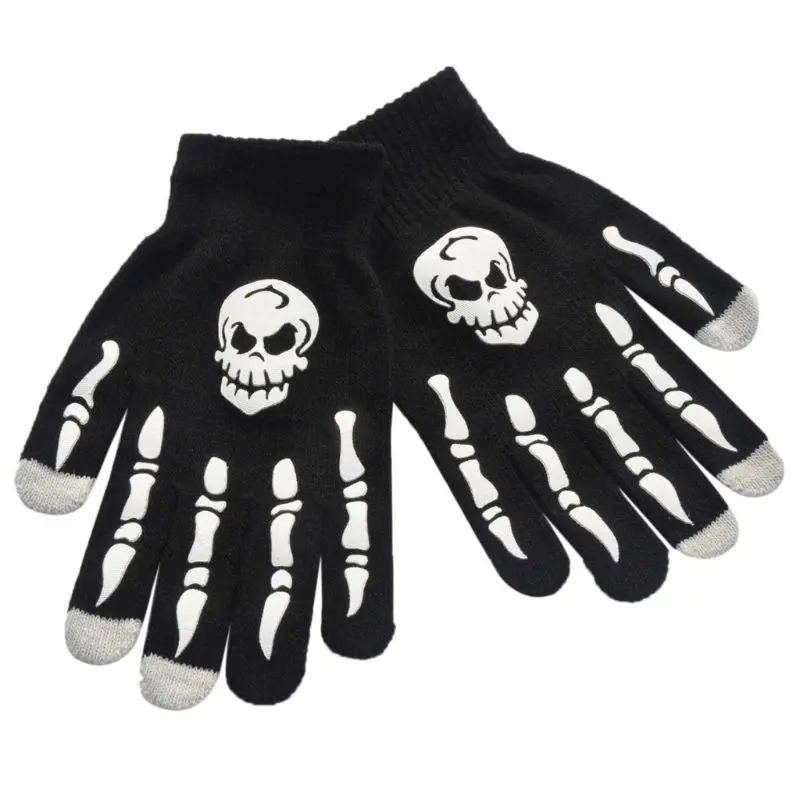 Unisex Unisex Adult Children Winter Cycling Full Fingered Gloves Halloween Horror Skull Claw Skeleton Anti-Skid Rubber Outdoor cotton gloves for men