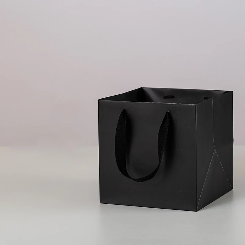 Square Paper Organizer Bag Flowers Handbag Stock Gift Bag Takeout Gift Cake Handbag Stock Gift Bag Paper Container Christmas