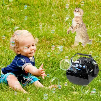 

LED Automatic Bubble Machine Wireless Remote Control for Outdoor/Indoor Use with 2 Speed Levels Powered by Plug-in or Batteries