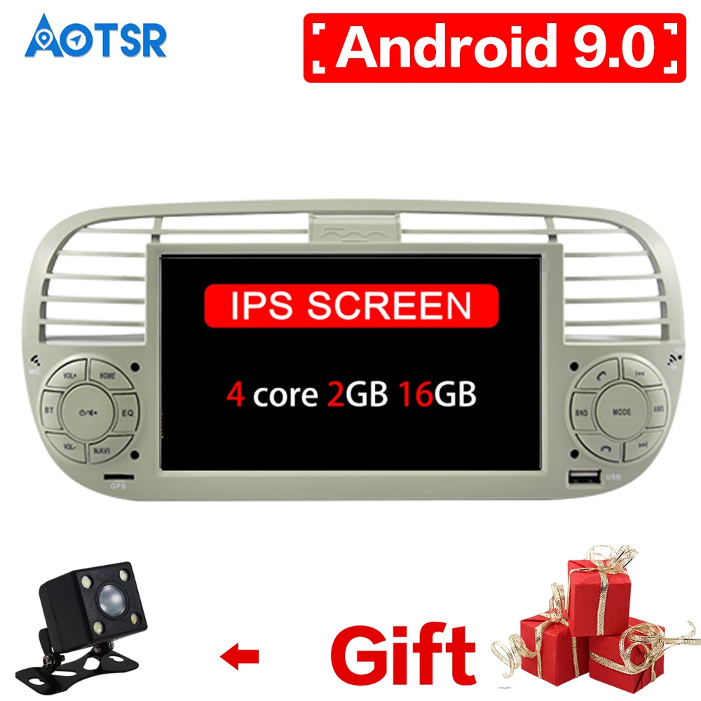 Aotsr Ndroid 9.1 Autoradio Per Fiat 500 2Gb Ram 16Gb Flash Gps Navigazione Stereo Automatica Dab Obd Tpms Dvr Wifis Dvr Wifi Car Audio