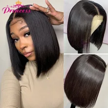 Princess Hair 13x4 HD Transparent Bob Wig Lace Front Human Hair Wigs Pre Plucked Brazilian Straight Short Bob Lace Frontal Wigs