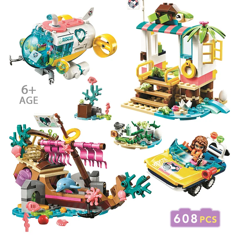 

2020 New Girl Series Toys Submarine for Dolphin Rescue Compatible Lepining Girls Friends Figure Car Bricks Toys