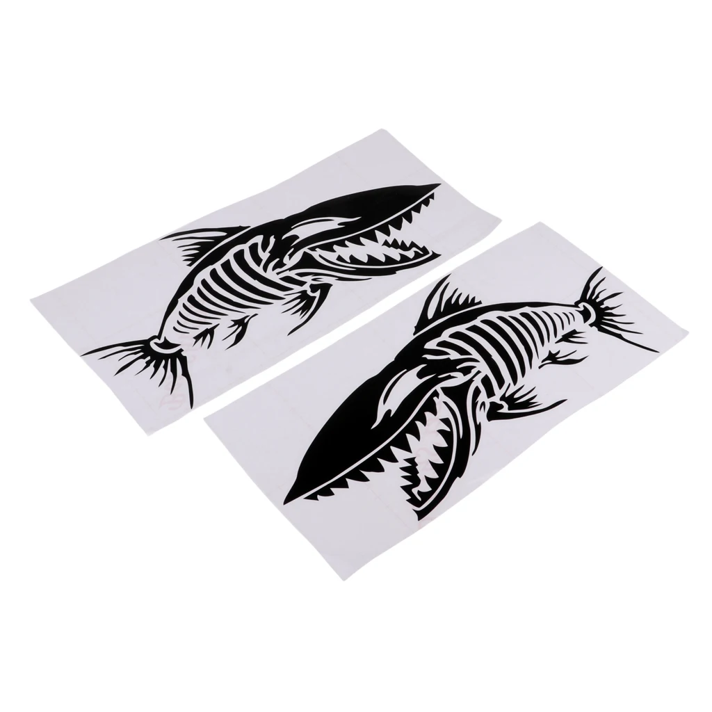 Pack 2 Black Skeleton Fish Bone Sticker Decal For Kayak Canoe Boat Graphics