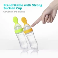 Safe Useful Silicone Baby Bottle With Spoon Food Supplement Rice Cereal Bottles Squeeze Spoon Milk Feeding Bottle Cup 2