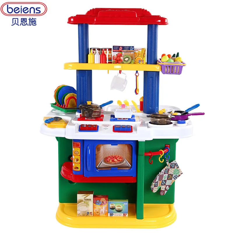  Beiens 6001 New Style Double-Sided And Western Kitchen Set Children Play House Toys Music Lights - 4000267393683