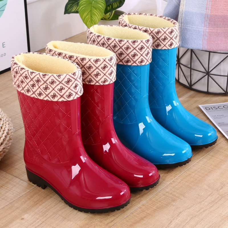 Women Winter Rain Boots Ankle Block Heels Boots Women Fashion Pvc Middle Boots Waterproof Female Ladies Rainshoes Footwear Ankle Boots Aliexpress