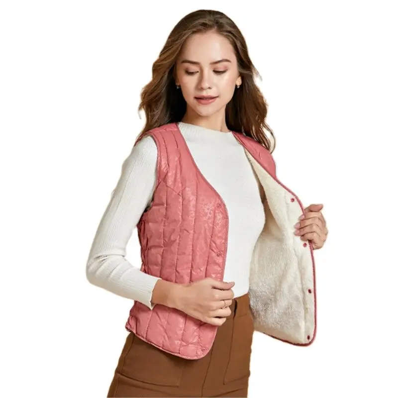 Spring Lusumily Women White Duck Down Vest Quilted Liner Sleeveless Coat Autumn Winter Ultra Light Jacket Collarless Vests | Женская