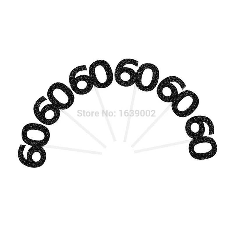black 60 12 шт. милые золотые блестки Лебеди бумага кекс декодекорации дня рождения для маленьких мальчиков и девочек пол раскрывает верхушка для торта - Цвет: black 60