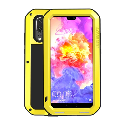 Yellow Любовь Мэй для HUAWEI P20/P20 PRO P 20 мощный противоударный грязестойкий водонепроницаемый металлический чехол для телефона чехол Funda+ Gorilla glass - Цвет: Yellow