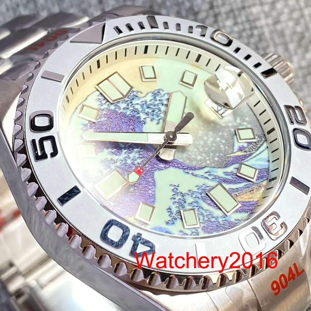 40mm Luminous Kanagawa Surfing Dial Ceramic Bezel NH35A
