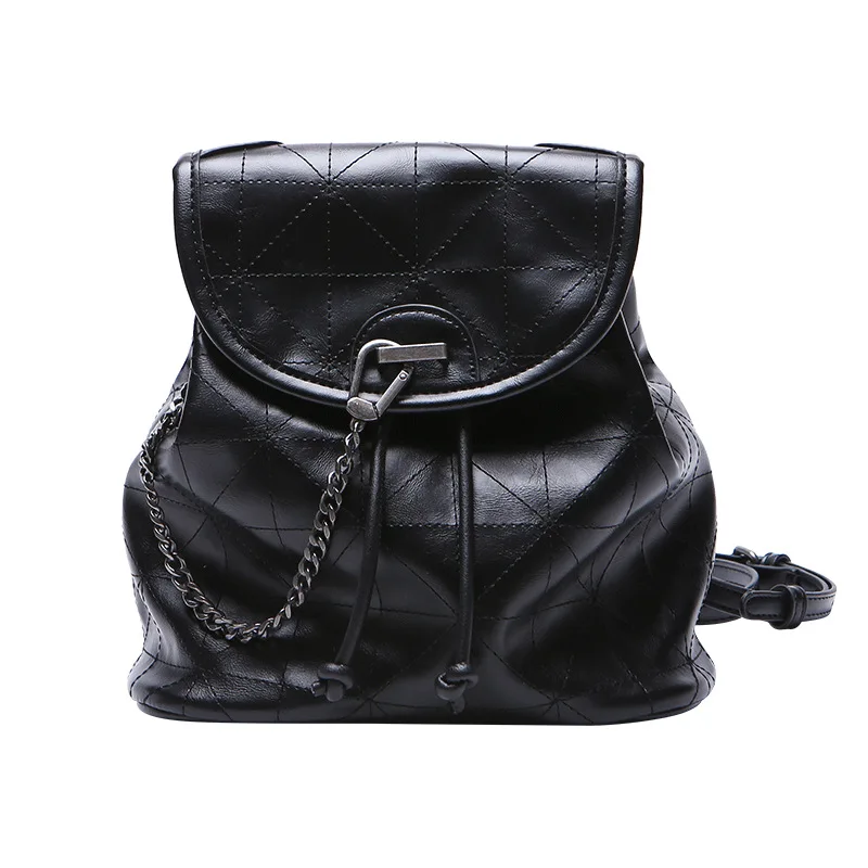 

Z Home 2019 New Style WOMEN'S Bag Fashion Simple Embroidery Backpack Package Cover Type Soft Hide Substance Rhombus Backpack