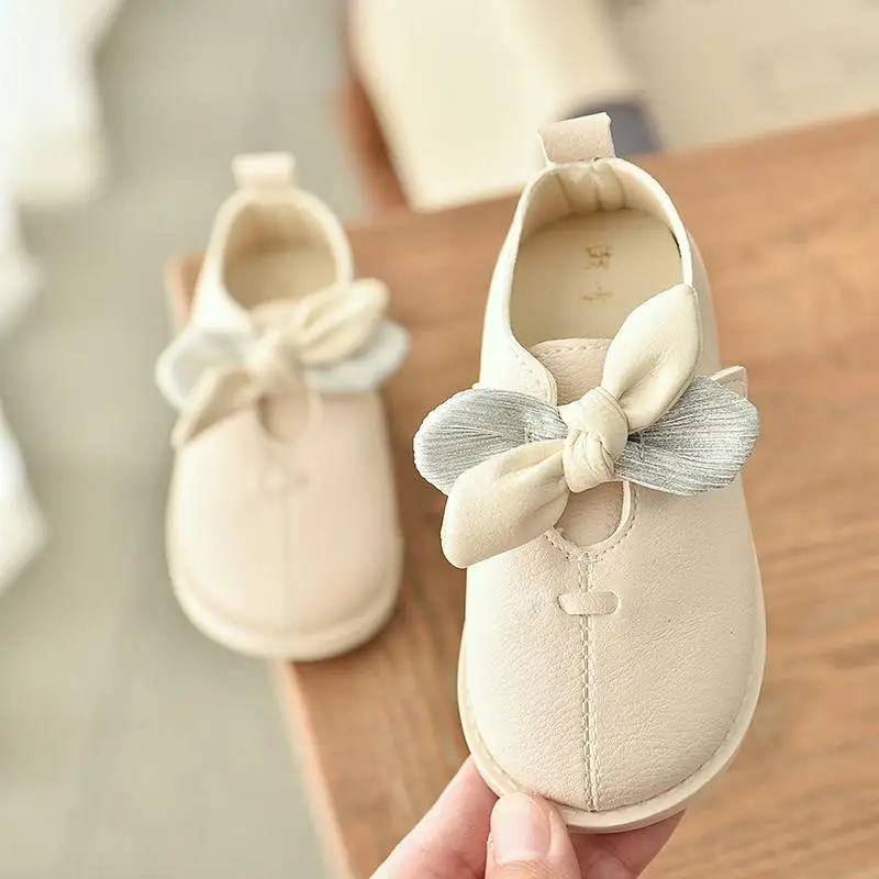 Ainyfu осенняя одежда для девочек платье принцессы кожаная обувь на шнуровке с бантом модная детская одежда школьная обувь на плоской подошве для учеников танец Свадебная вечеринка туфли B240 - Цвет: White