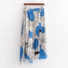 RR, юбки с принтом граффити, женская модная Асимметричная юбка, женские элегантные юбки до середины икры с поясом, женские юбки IAB