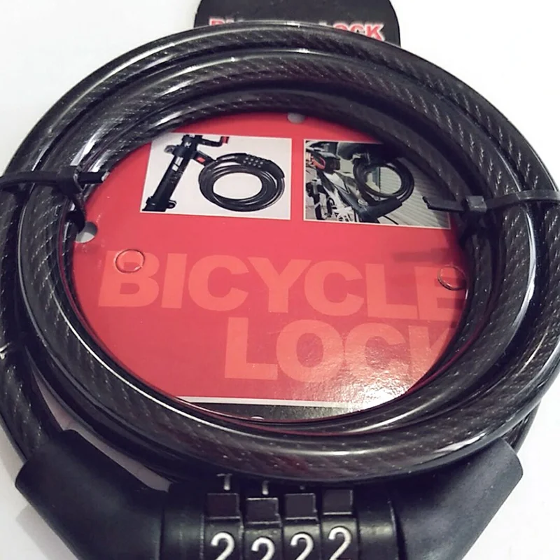 Bicycle Anti Theft Cable Lock 4-Digital Code Locks Cycling Password Combination Security Steel Wire Locks Bicycle Accessories