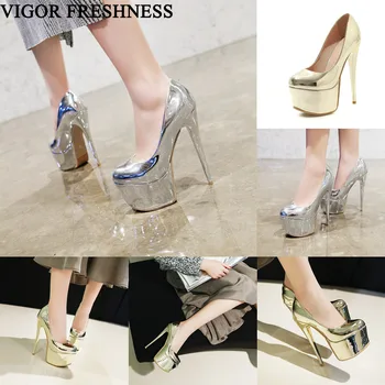 

VIGOR FRESHNESS Women Pumps Spring Woman Shoes 16CM Heels Shoes Platform Pumps Sexy Autumn Party Pumps Lady Wedding Shoes MY455