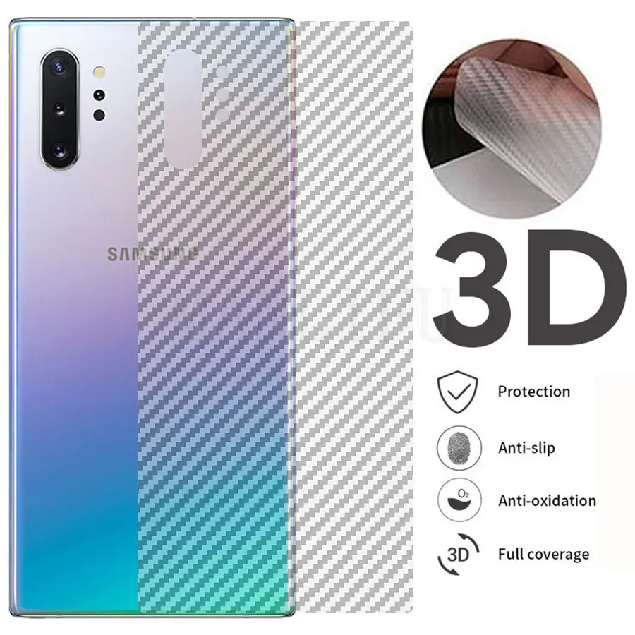 

5Pcs/lot 3D Carbon Fiber Screen Protector For Samsung Galaxy Note 10+ 10 S10 S9 Plus Note 8 9 Back Cover Protective Guard Film