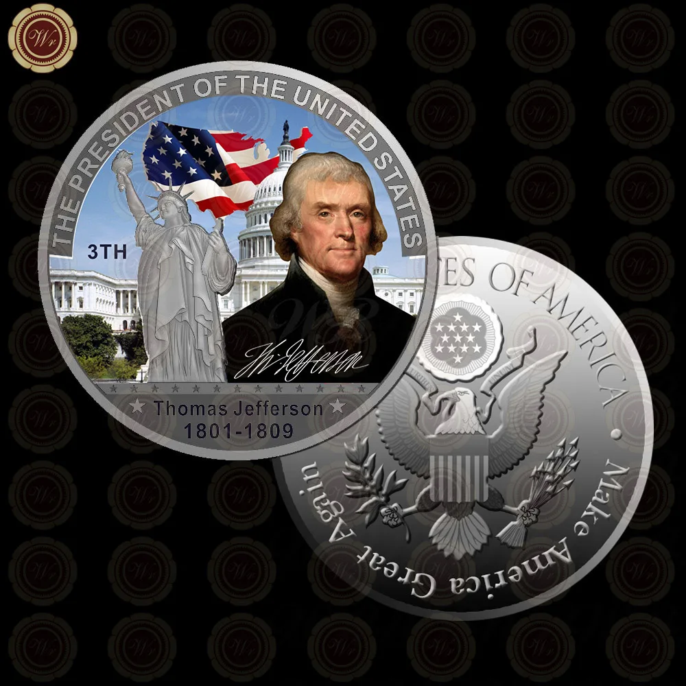 WR Коллекционная Посеребренная американская 2th President John Adams металлическая монета/w чехол креативный вызов монета подарок на день отца 40x3 мм - Цвет: Style 3