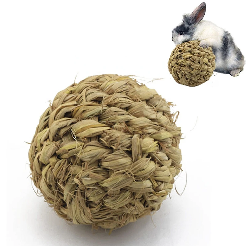 Продвижение- Pet жевательная игрушка шар из натуральной травы с колокольчиком для кроликов хомяков морская свинка чистка зубов