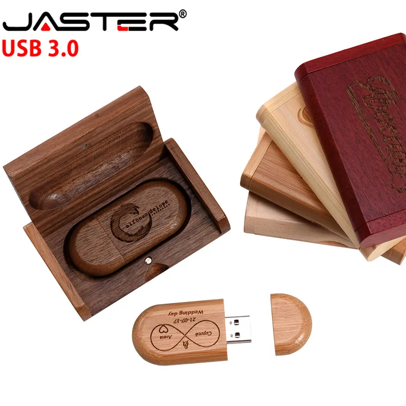 JASTER USB 3,0 логотип на заказ Деревянный+ коробка персональный логотип ручка-накопитель 8 ГБ 16 ГБ 32 ГБ 64 Гб usb флеш-накопитель Флешка карта памяти