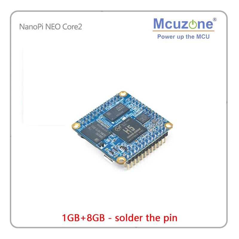 FriendlyELEC NanoPi NEO Core2 512 МБ/1 ГБ DDR3 Оперативная память Allwinner H5, 64-разрядным четырёхъядерным Cortex A53 8 Гб памяти на носителе eMMC u-boot, Ubuntu core - Комплект: 1GB-solder the pin