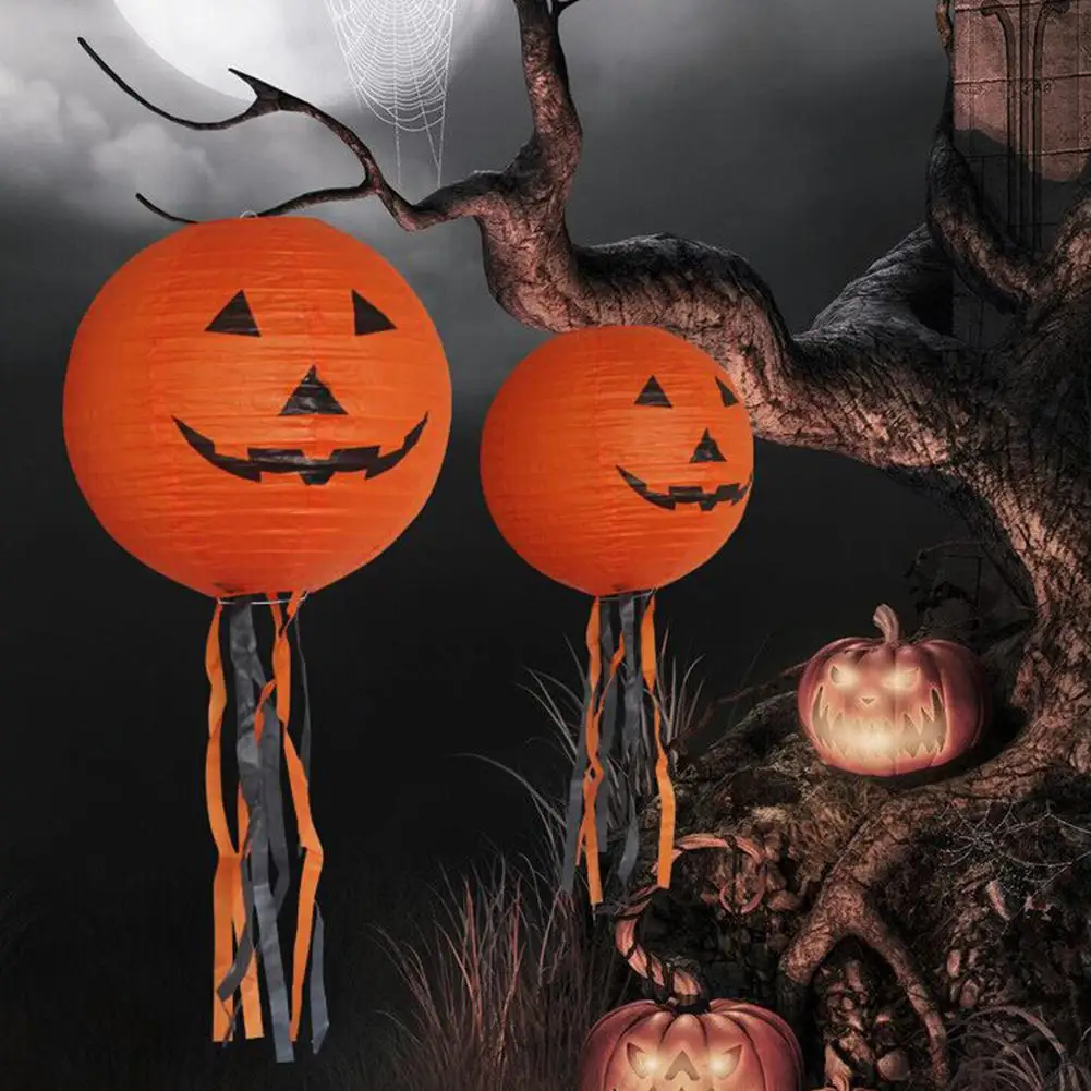 

Paper 20cm Pumpkin Lantern/Electronic Lamp for Halloween Outdoor Hanging Props Party Decorations