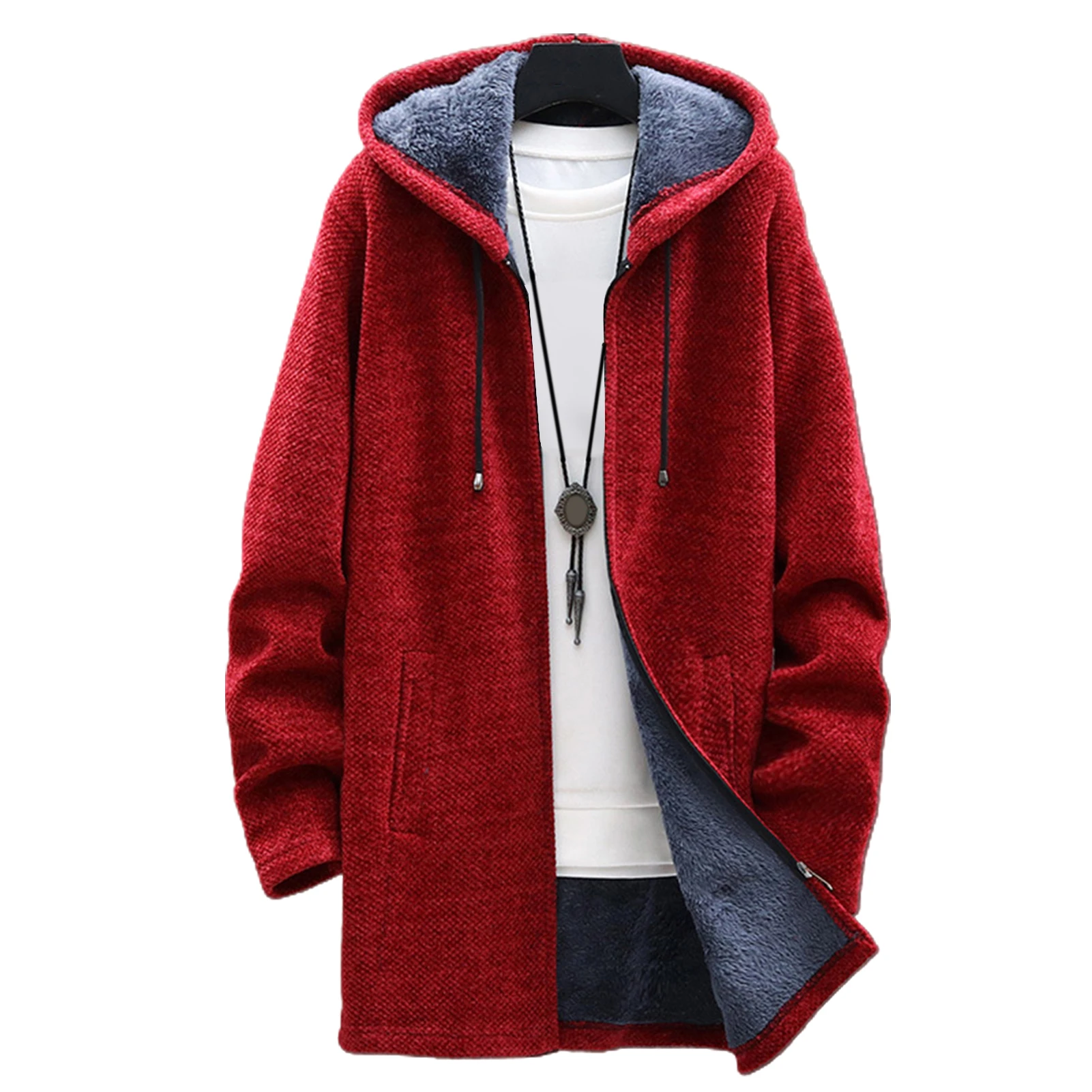 Winter Warm Jacket Men Coat Casual Coat Knitted Coat Autumn Winter Long Sleeve Plush Liner Sweater Zipper Knitted Coat680_voghion.com