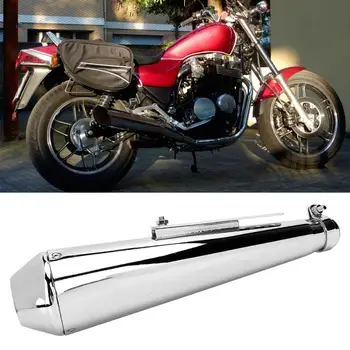 

escapamento moto Motorcycle Exhaust Pipe Retro Exhaust Muffler with 35/39/43mm Reducer Electroplating Silver motorcycle