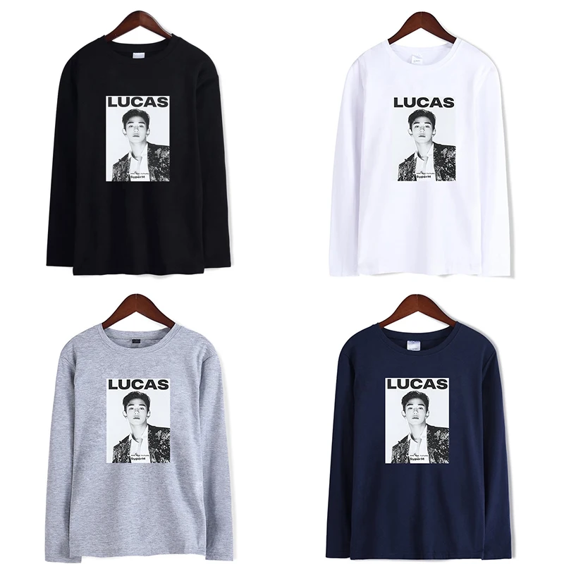 

Новые суперфутболки Kpop LUCAS, модные уличные футболки в стиле хип-хоп для мужчин и женщин, футболка, Мужская футболка с длинным рукавом, толстовка, Топ