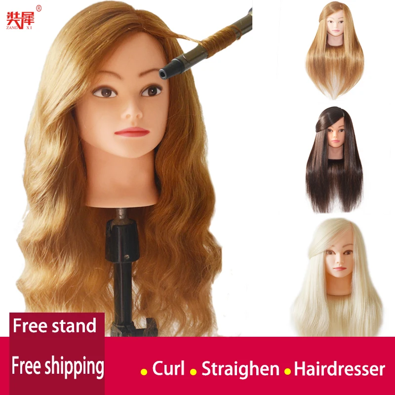 Mannequin Head for Hairstyles Human Hair And Synthetic Mixing Professional Styling Head Doll Hot Curl Iron Straighten Training