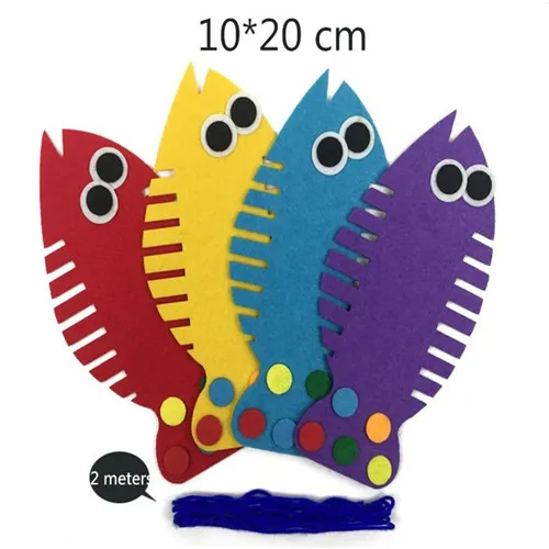 1 компл./упак. креативный фетр для поделок Обучающие принадлежности DIY ручной работы реквизит для детского сада обучающие игрушки для детей тренировки шнуровки обуви - Цвет: fish