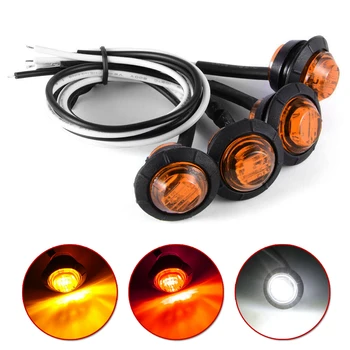 

30X White/Red/Amber Mini 12V 3/4" Round Side 3 LED Marker Trailer Bullet Lights PC Lens + Rubber Base