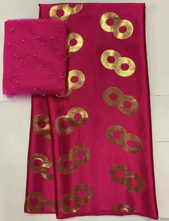 Африканская ткань, чистый шелк, ткань с моссаическим золотом, африканская кружевная ткань, 2+ 5 ярдов, французское кружево с бисером, Дубай, кружево для платья, ZDL-B1