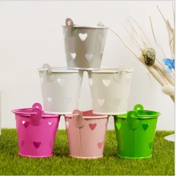 

Hollow Heart-Shaped Small Iron Bucket Creative Desktop Storage Tin Bucket Tinplate Mini Candy Box Bucket