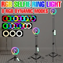 

LED Selfie Lamp RGB Live Stream Fill Light USB Colorful Ring Lamp For Profissional Photography SMD2835 Dimmable Night Lampada