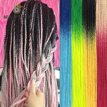 

BEAUTY PROS 24inch Ombre Senegalese Twist Braiding Hair Crochet Braids Synthetic Crochet Hair Extensions Black Brown Women