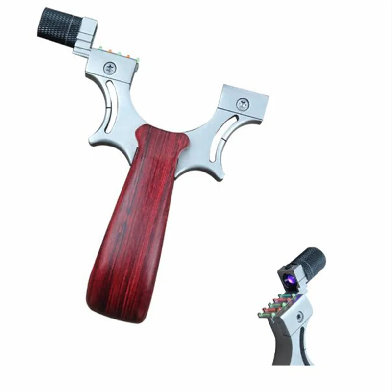 

New Slingshot Hunting Stainless steel Catapult LED Sight Flat rubber band Outdoor Shooting High Quality Slingshots