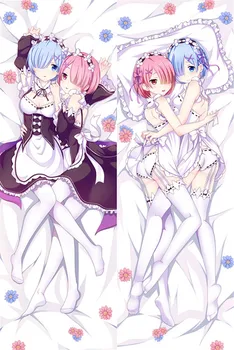 

Re:Life in a different world from zero Body Pillow Cover Case Rem&Ram Sexy Girls Pillowcase Peach Skin 2 Way Throw Pillow case
