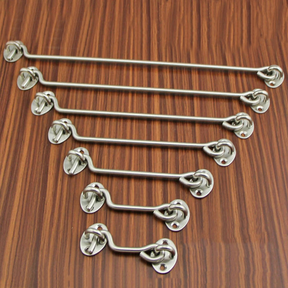 Cabin Hook Stainless Steel Crescent Window Lock With Safety Switch Cabin Hook Door Eye Latch Silent Catch Holder With Screws gate door lock square hook screw