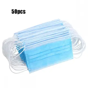 

50PCs/Lot Disposable Protect 3-Ply Mask Face Mouth Dust Mask Filter Dustproof Earloop Non Woven Mouth Protective Blue Masks